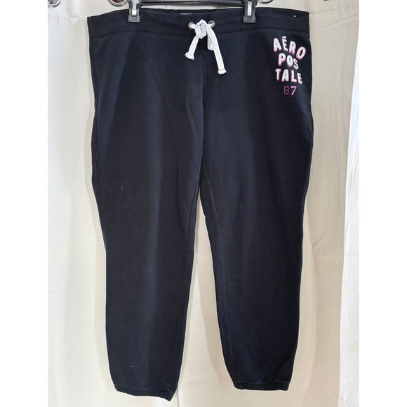 Aeropostale Pants - Aeropostale Womens Jogger Sweatpants Y2K 2XL Black Logo Varsity Letters 19711